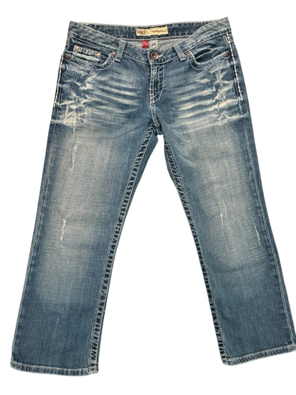 BKE Sabrina Cropped Distressed Blue Denim Jeans 29